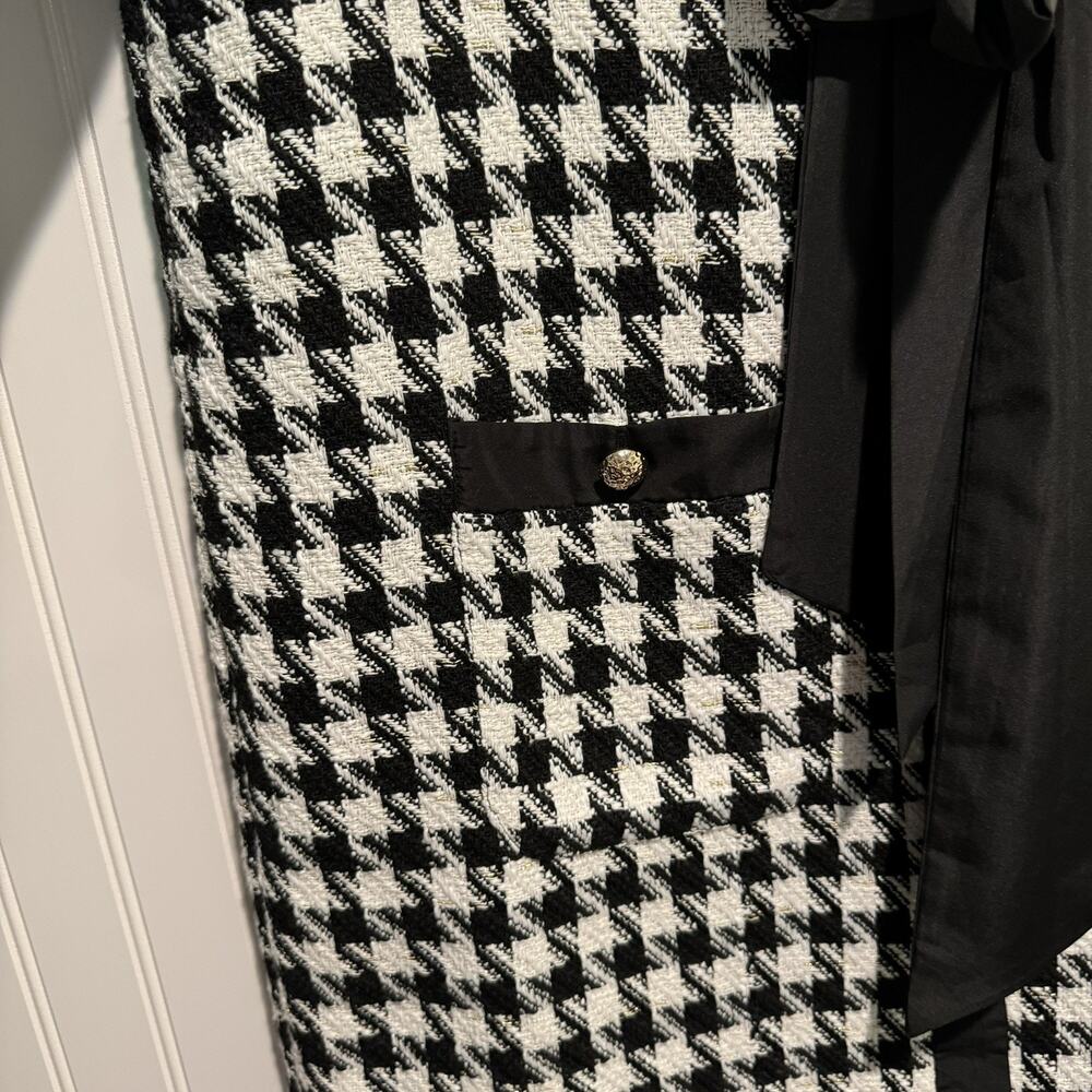 Tuckernuck Pomander Place Coco Tweed Bow Dress Black White NEW Size Large - Picture 3 of 10